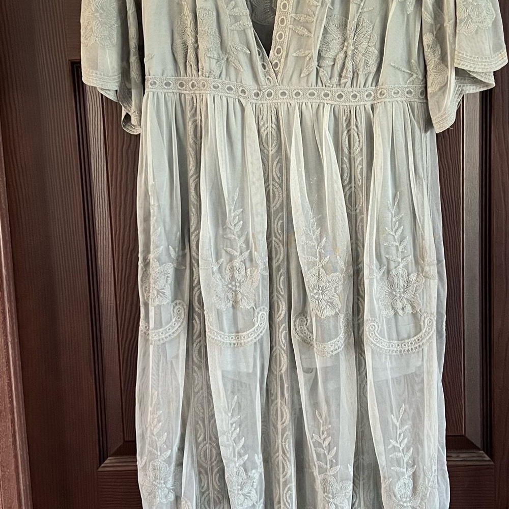 Wishlist Embroidered Maxi Dress in Mint